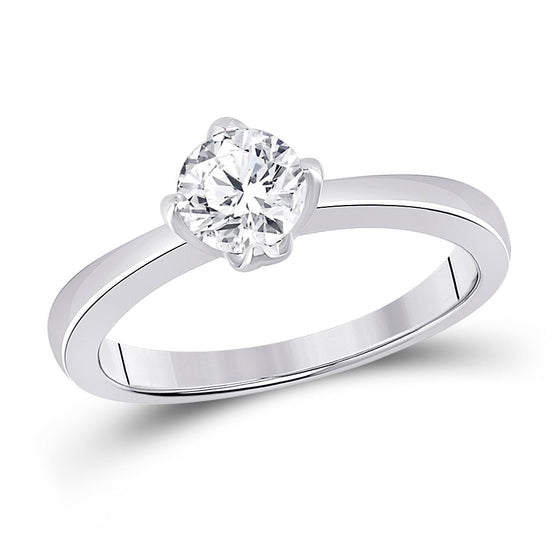 14k White Gold Womens Round Diamond Solitaire Bridal Wedding Engagement Ring 3/4 Cttw