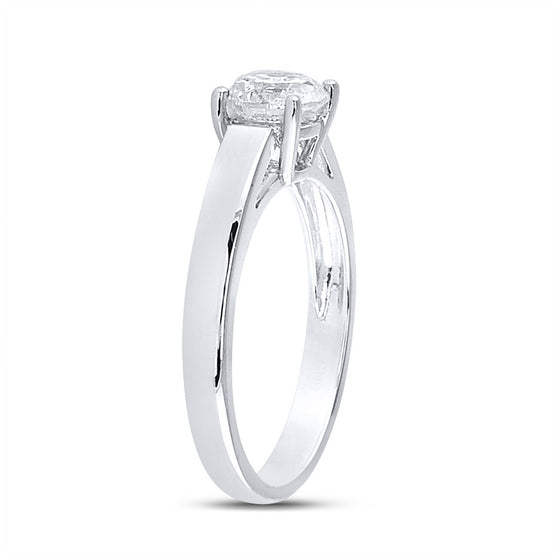 14k White Gold Round Diamond Solitaire Bridal Wedding Engagement Ring 1 Cttw
