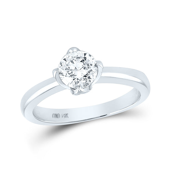 14k White Gold Round Diamond Solitaire Bridal Wedding Engagement Ring 1 Cttw