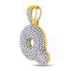 10k Yellow Gold Mens Round Diamond Bubble Q Letter Charm Pendant 3/4 Cttw
