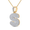 10k Yellow Gold Mens Round Diamond Bubble S Letter Charm Pendant 3/4 Cttw