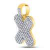 10k Yellow Gold Mens Round Diamond Bubble X Letter Charm Pendant 7/8 Cttw