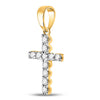 14k Yellow Gold Womens Round Diamond Cross Pendant 1/5 Cttw