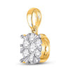 14k Yellow Gold Womens Round Diamond Flower Cluster Pendant 1/2 Cttw