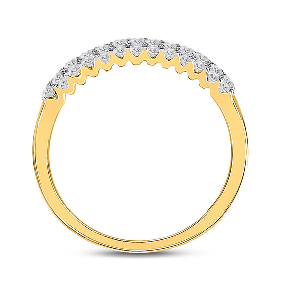 14k Yellow Gold Womens Round Diamond Triple Row Band Ring 1/2 Cttw