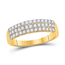  14k Yellow Gold Womens Round Diamond Triple Row Band Ring 1/2 Cttw