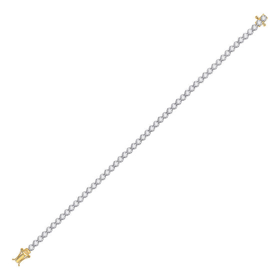 14k Yellow Gold Womens Round Diamond Studded Tennis Bracelet 1 Cttw