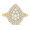 14k Yellow Gold Womens Round Diamond Teardrop Ring 1 Cttw