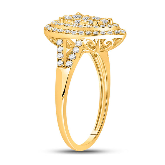 14k Yellow Gold Womens Round Diamond Teardrop Ring 1 Cttw