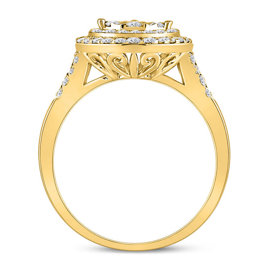 14k Yellow Gold Womens Round Diamond Teardrop Ring 1 Cttw