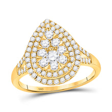  14k Yellow Gold Womens Round Diamond Teardrop Ring 1 Cttw