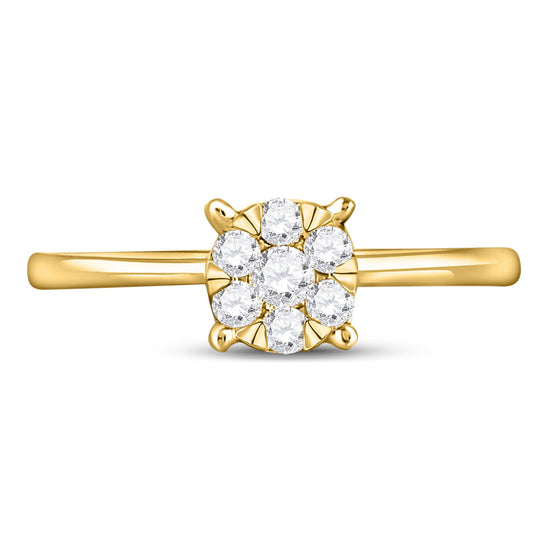 10k Yellow Gold Womens Round Diamond Cluster Ring 1/4 Cttw