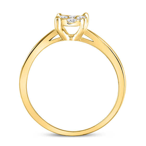 10k Yellow Gold Womens Round Diamond Cluster Ring 1/4 Cttw