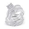 10k White Gold His Hers Round Diamond Cluster Matching Wedding Set 1 Cttw