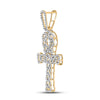10k Yellow Gold Mens Round Diamond Ankh Cross Charm Pendant 7/8 Cttw