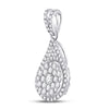 14k White Gold Womens Round Diamond Teardrop Cluster Pendant 1 Cttw
