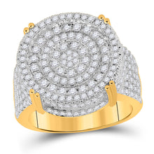  10k Yellow Gold Mens Round Diamond Statement Cluster Ring 1-7/8 Cttw