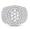 10k Yellow Gold Mens Round Diamond Statement Cluster Ring 2-1/2 Cttw