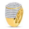 10k Yellow Gold Mens Round Diamond Statement Cluster Ring 2-1/2 Cttw