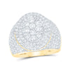 10k Yellow Gold Mens Round Diamond Statement Cluster Ring 2-1/2 Cttw