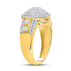 10k Two-tone Gold Mens Round Diamond Circle Flower Cluster Ring 1-1/5 Cttw