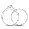 10k White Gold Round Diamond Bridal Wedding Ring Band Set 1/2 Cttw