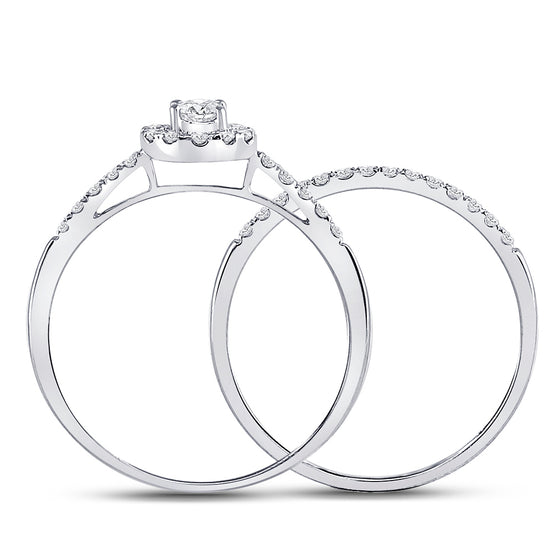 10k White Gold Round Diamond Bridal Wedding Ring Band Set 1/2 Cttw