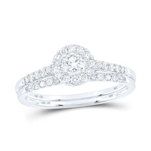  10k White Gold Round Diamond Bridal Wedding Ring Band Set 1/2 Cttw