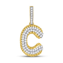  10k Yellow Gold Mens Round Diamond C Letter Charm Pendant 1-1/5 Cttw