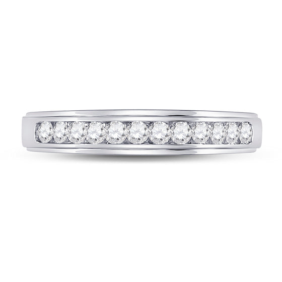10k White Gold Mens Round Diamond Wedding Channel-Set Band Ring 1/2 Cttw