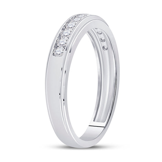 10k White Gold Mens Round Diamond Wedding Channel-Set Band Ring 1/2 Cttw