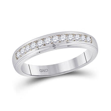  10k White Gold Mens Round Diamond Wedding Channel-Set Band Ring 1/2 Cttw