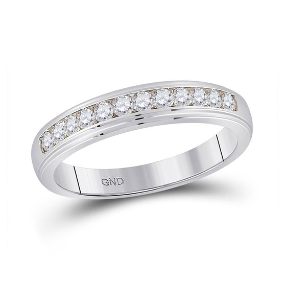 10k White Gold Mens Round Diamond Wedding Channel-Set Band Ring 1/2 Cttw