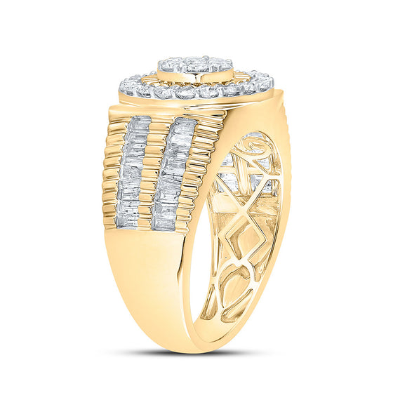10k Yellow Gold Mens Round Diamond Cluster Ring 1-3/4 Cttw