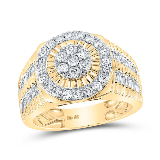 10k Yellow Gold Mens Round Diamond Cluster Ring 1-3/4 Cttw