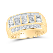  10k Yellow Gold Mens Round Baguette Diamond Band Ring 1-1/3 Cttw