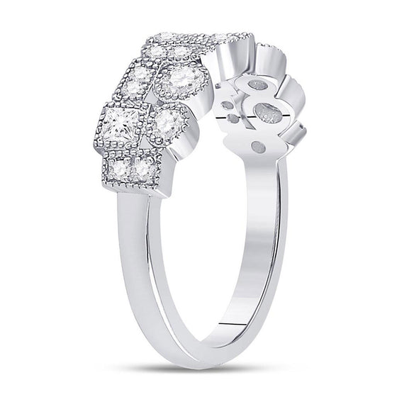 10k White Gold Womens Round Diamond Modern Geometric Band Ring 5/8 Cttw