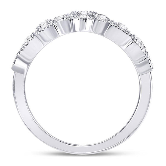 10k White Gold Womens Round Diamond Modern Geometric Band Ring 5/8 Cttw