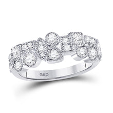  10k White Gold Womens Round Diamond Modern Geometric Band Ring 5/8 Cttw