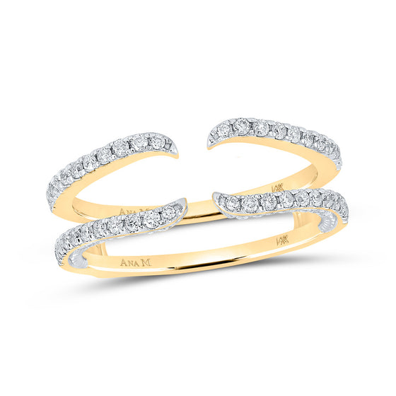 14k Yellow Gold Womens Round Diamond Wrap Ring Guard Enhancer 1/2 Cttw