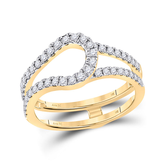 14k Yellow Gold Womens Round Diamond Wrap Ring Guard Enhancer 1/2 Cttw