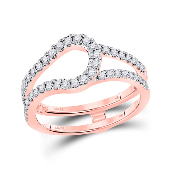 14k Rose Gold Womens Round Diamond Wrap Ring Guard Enhancer 1/2 Cttw