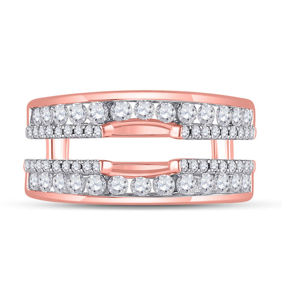 14k Rose Gold Womens Round Diamond Wrap Ring Guard Enhancer 1 Cttw