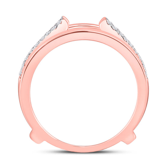 14k Rose Gold Womens Round Diamond Wrap Ring Guard Enhancer 1 Cttw