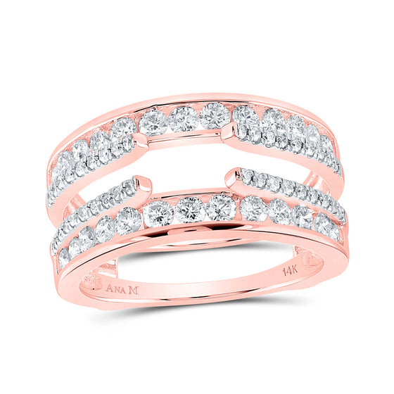 14k Rose Gold Womens Round Diamond Wrap Ring Guard Enhancer 1 Cttw