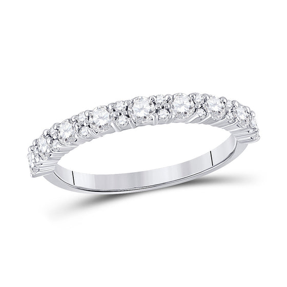 10k White Gold Womens Round Diamond Single Row Band Ring 3/4 Cttw