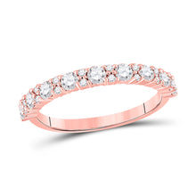  10k Rose Gold Womens Round Diamond Single Row Band Ring 3/4 Cttw