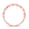 10k Rose Gold Womens Round Diamond Scalloped Stackable Band Ring 1/8 Cttw
