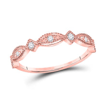  10k Rose Gold Womens Round Diamond Stackable Band Ring 1/8 Cttw