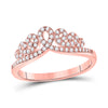 10k Rose Gold Womens Round Diamond Fashion Crown Band Ring 1/3 Cttw